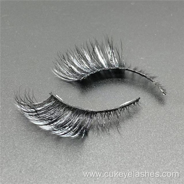 white 100% mink cat eye lashes with color